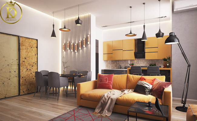Thiết kế nội thất căn hộ chung cư tone màu vàng - Sáng tạo, cá tính