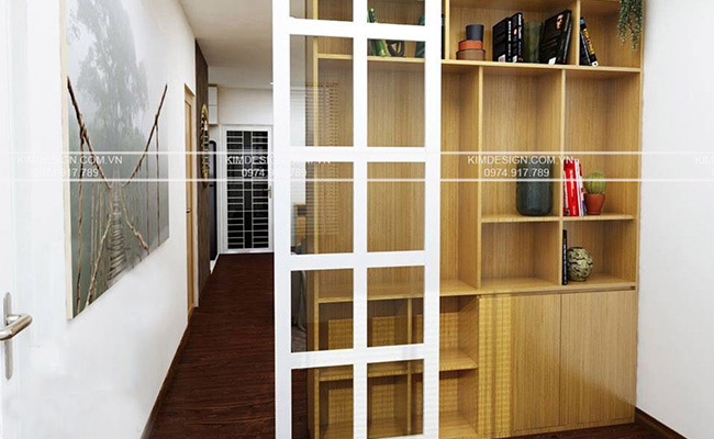 Thiết kế liên thông sử dụng kệ sách là vách ngăn thông minh Thiết kế liên thông sử dụng kệ sách là vách ngăn thông minh