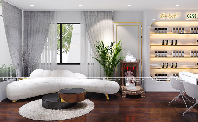 Phòng tiếp khách được kê bộ ghế sofa hiện đại kiểu dáng lạ