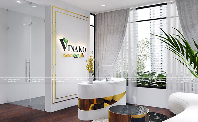 Thiết kế nội thất văn phòng đồng nhất tone logo