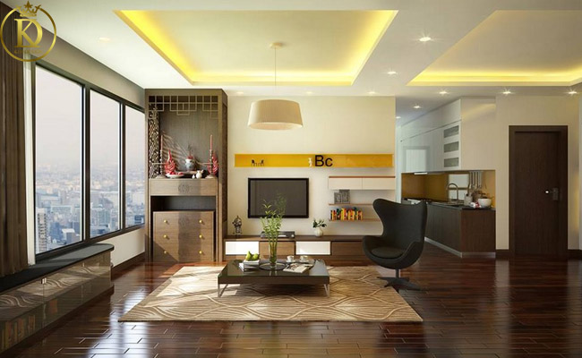 Thiết kế bàn thờ có vách ngăn trong phòng khách 