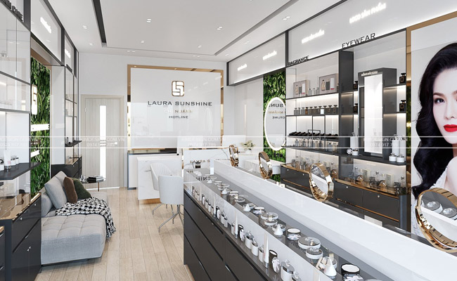 thiết kế shop mỹ phẩm hiện đại