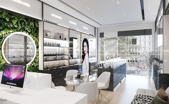 thiết kế shop mỹ phẩm hiện đại