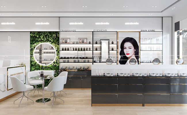 thiết kế shop mỹ phẩm hiện đại
