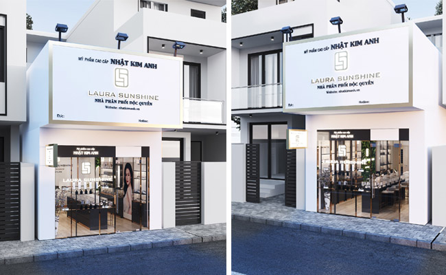 thiết kế shop mỹ phẩm hiện đại