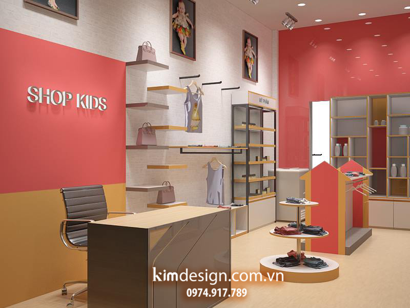 Thiết kế shop thời trang trẻ em đẹp dễ thương 