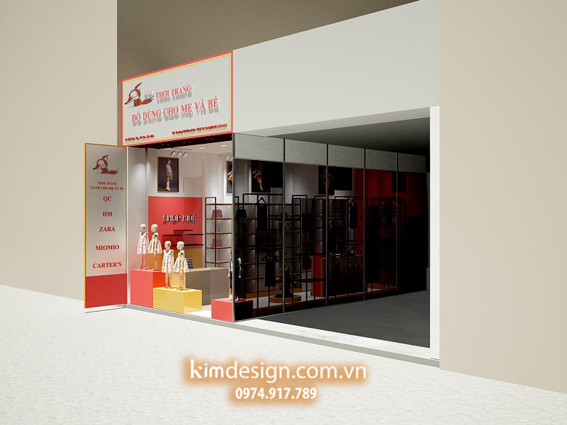 Thiết kế shop thời trang trẻ em đẹp dễ thương 