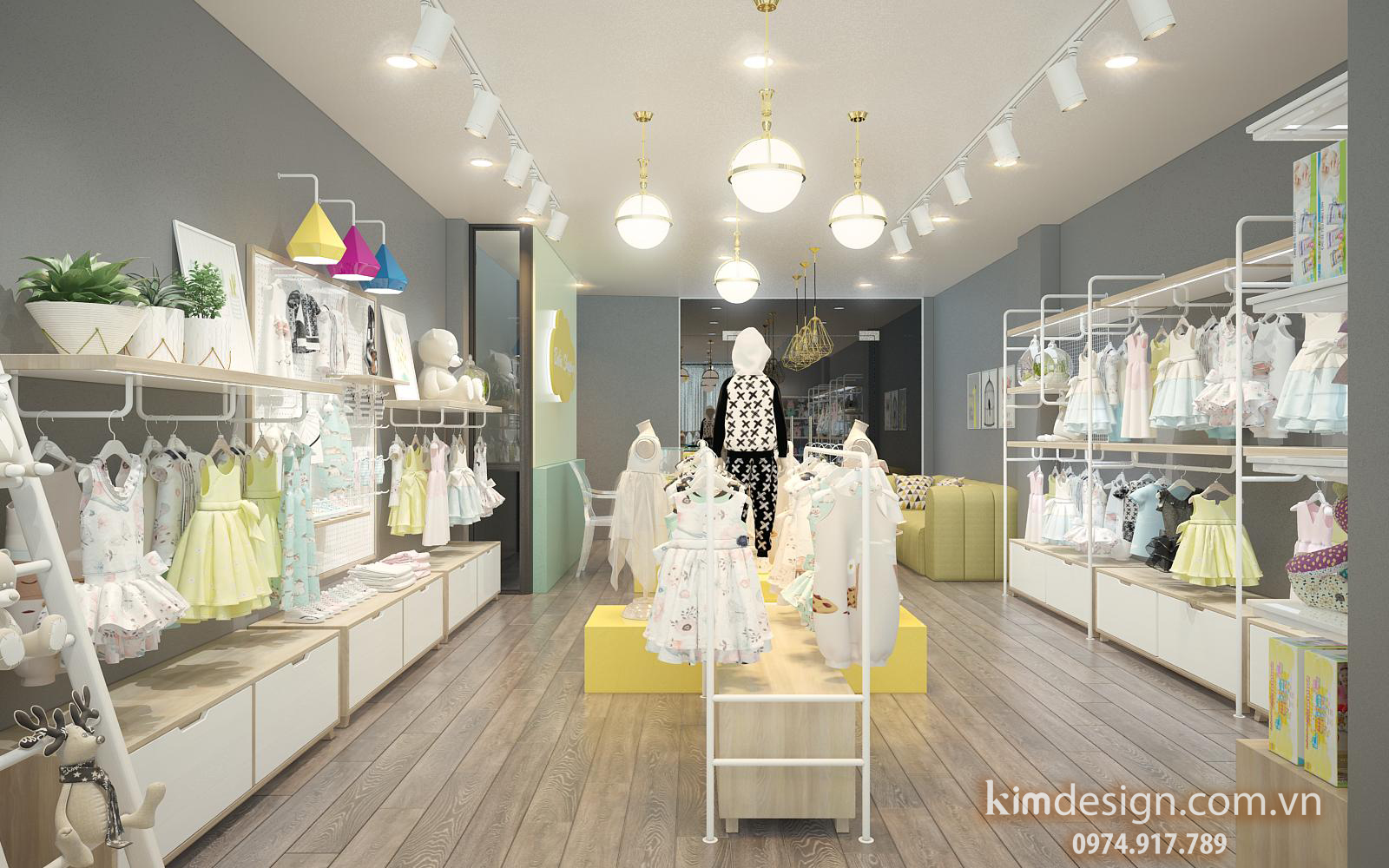 Thiết kế shop thời trang trẻ em đẹp dễ thương 