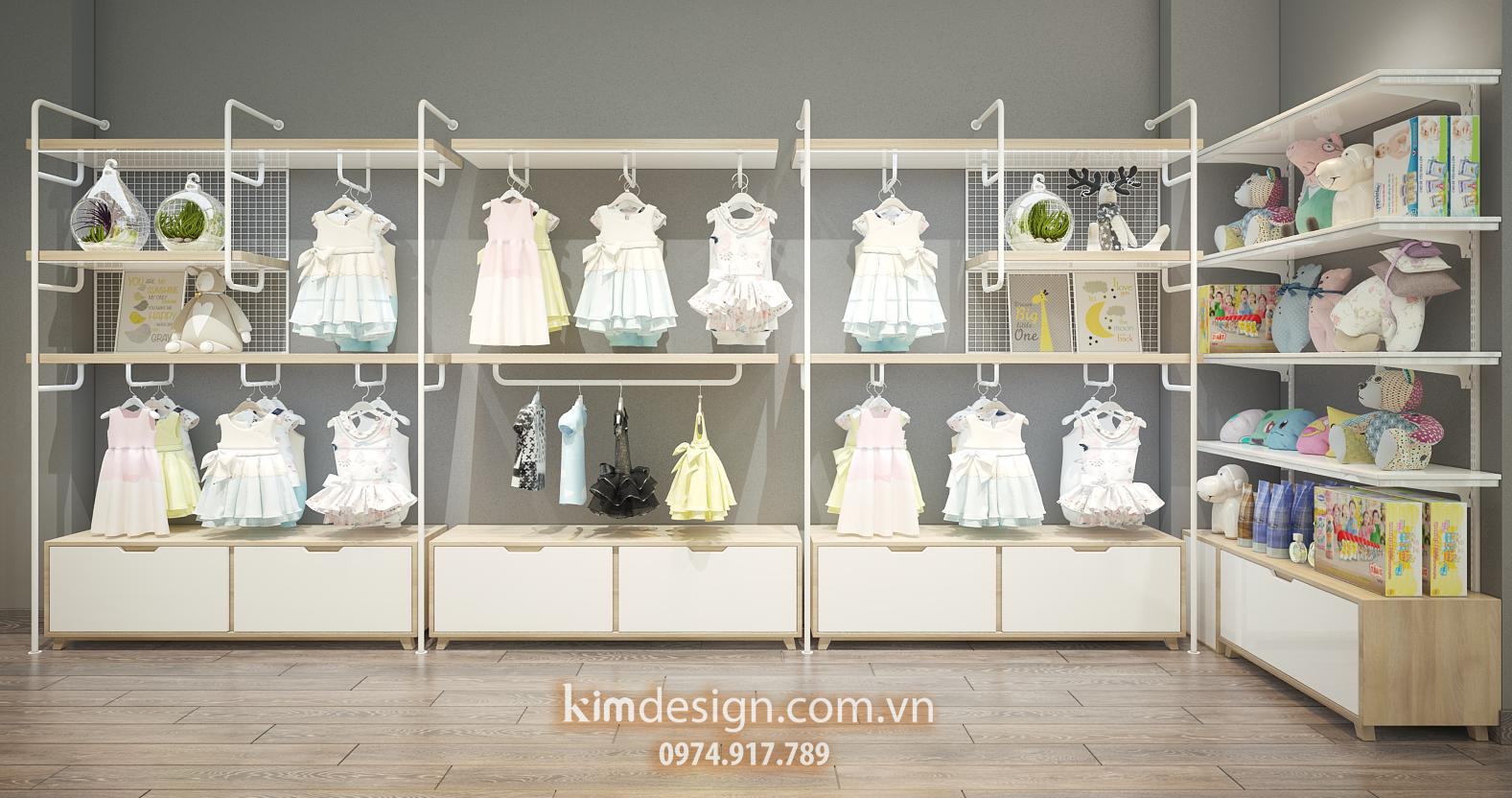 Thiết kế shop thời trang trẻ em đẹp dễ thương 