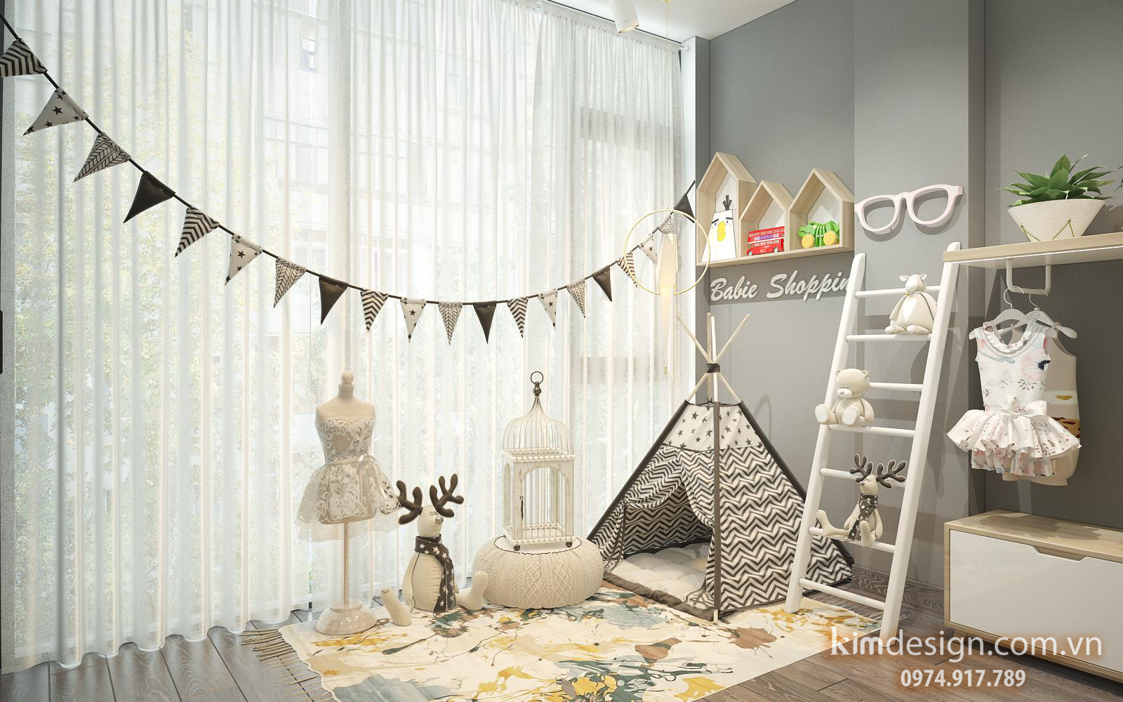 Thiết kế shop thời trang trẻ em đẹp dễ thương 