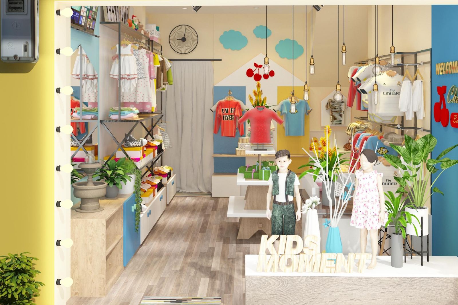Thiết kế shop thời trang trẻ em đẹp dễ thương 