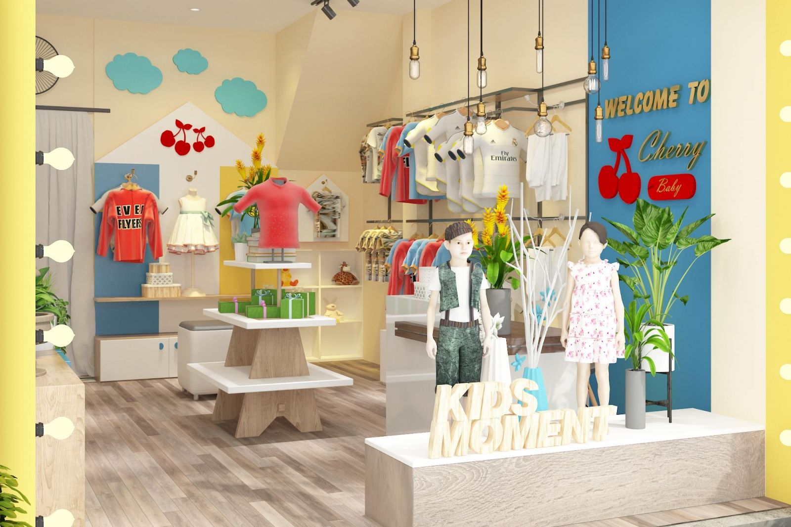 Thiết kế shop thời trang trẻ em đẹp dễ thương 